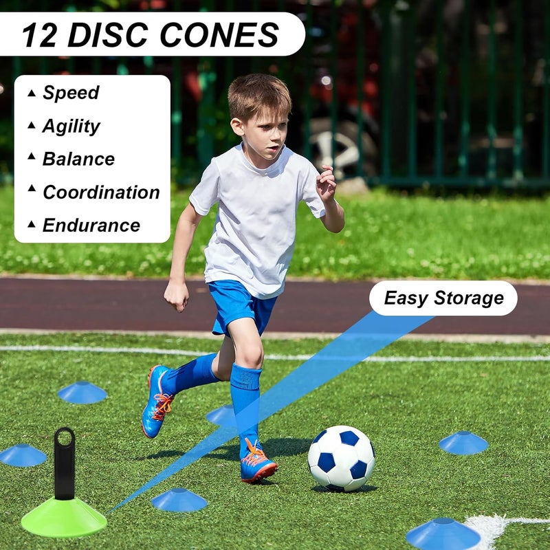 grestar Speed Agility Training Equipment Set, Agility Ladder 20ft, 12 Football Cones, Resistance Parachute/Soccer Kick Trainer, Jump Rope, 5 Resistance Bands, Football Practice Equipment for Kids Adults - Image 4